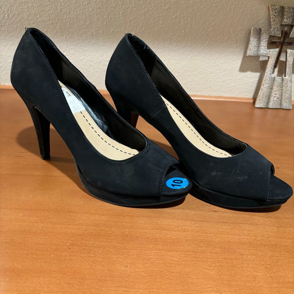 New Black Platform stiletto heel peep toe